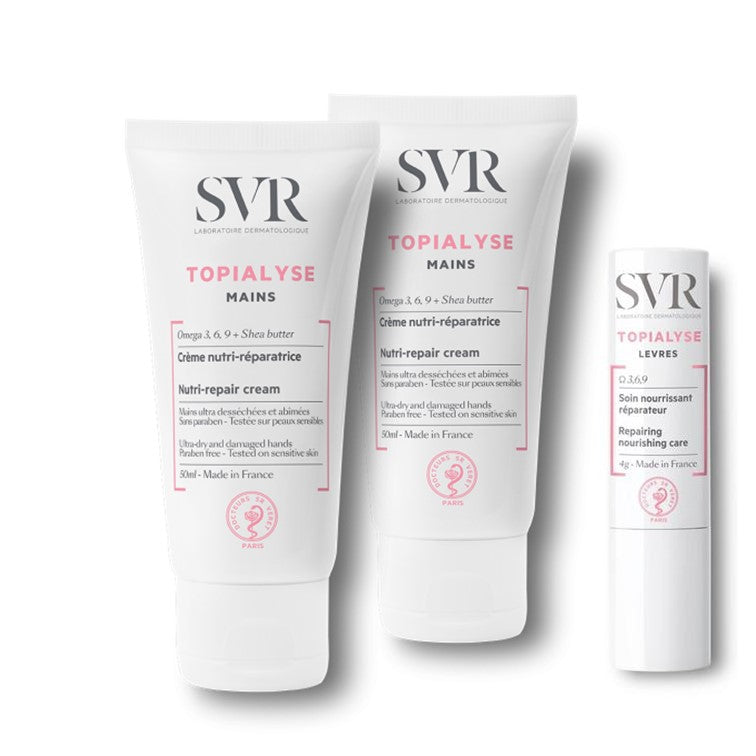 SVR Topialyse Creme Hidratante Mãos 2x50ml + Stick Labial