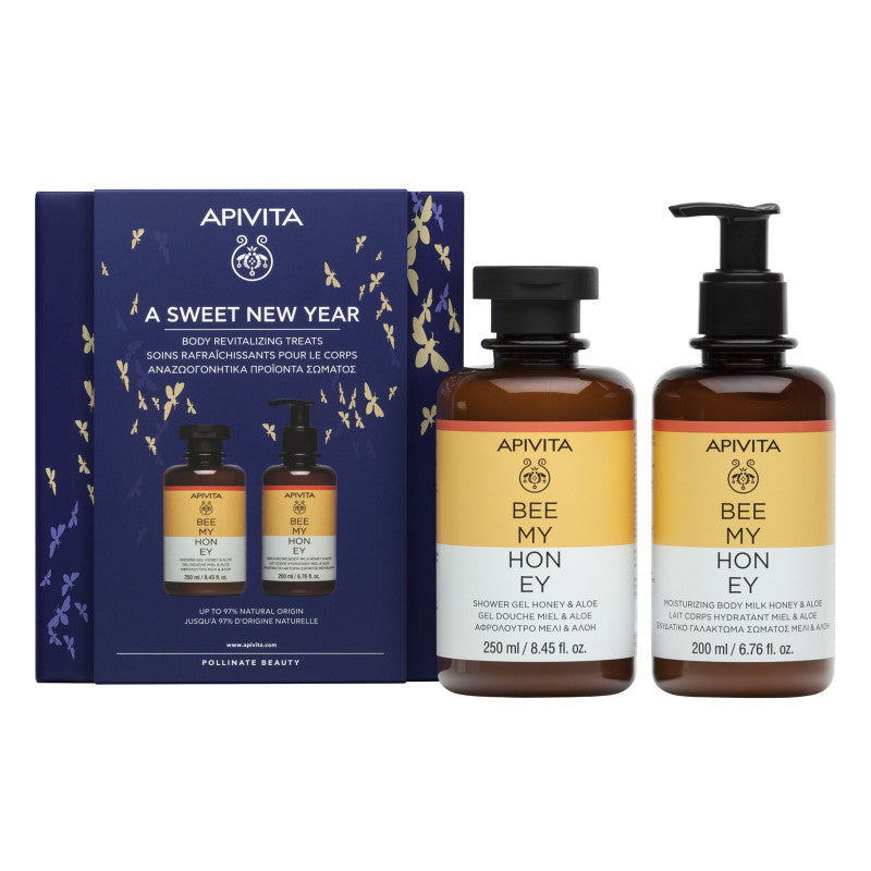 Apivita A Sweet New Year Bee My Honey Gel de Banho Mel e Aloé 250ml + Leite Hidratante Corporal Mel e Aloé 200ml Coffret