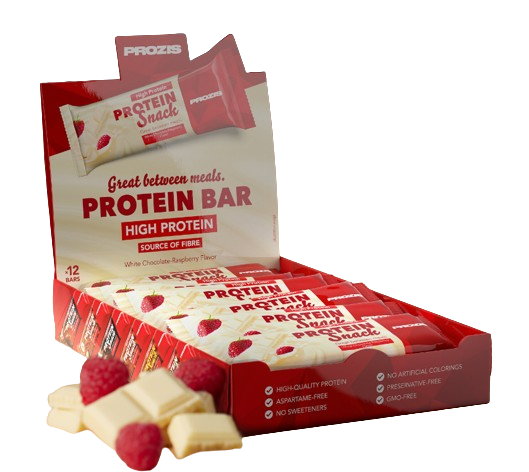 Prozis Protein Snack 30 g Sabor Chocolate Branco com framboesas