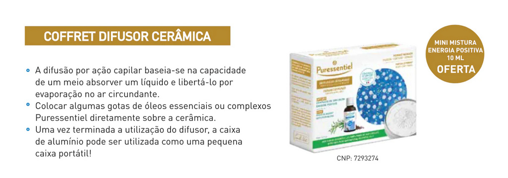 Difusor de Cerâmica + Mistura Energia Positiva 10ml -20%