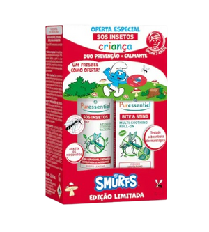 Puressentiel SOS Inset Cof Crianç Smurf  1x Puressentiel SOS Insetos Spray Repelente 75ml + 1x Puressentiel SOS Insetos Roll-On Calmante 5ml