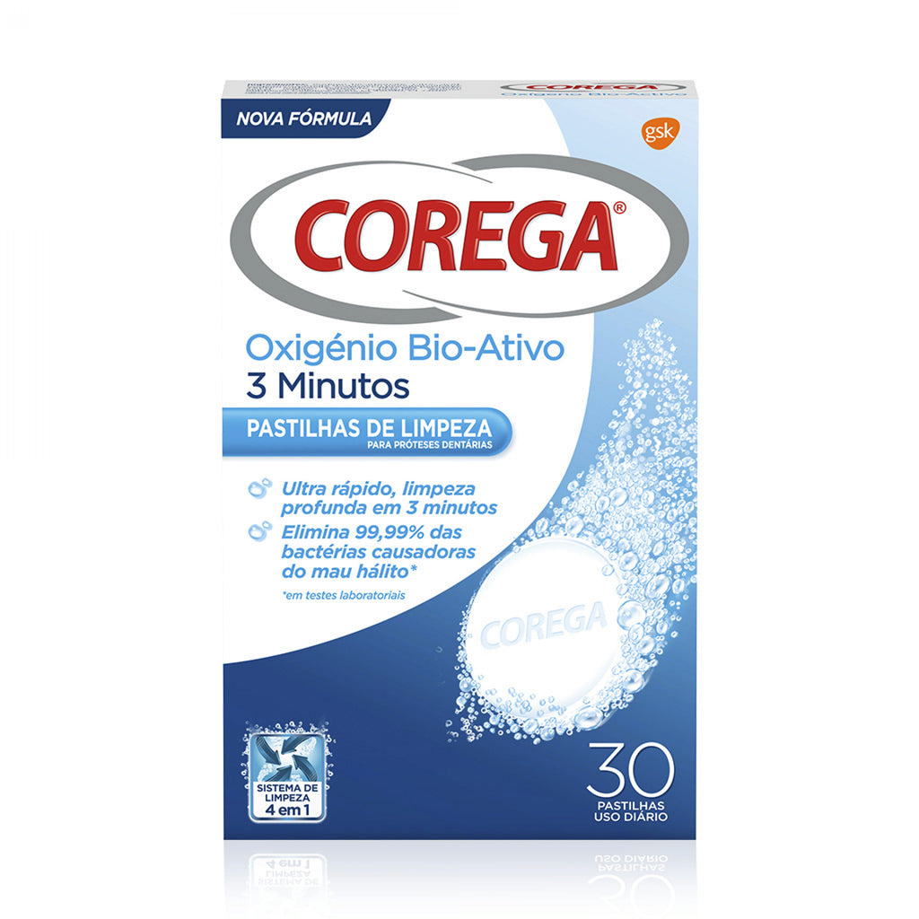 Corega Oxigénio Bio-Activo - 30 pastilhas