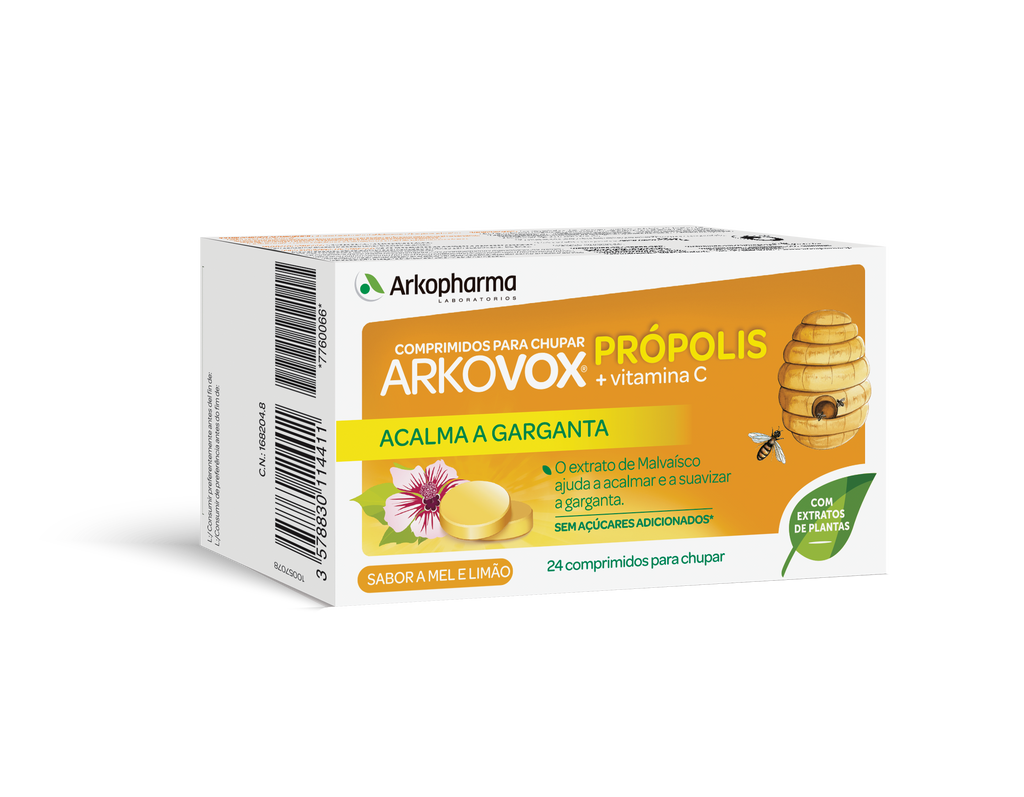 Arkovox Propólis+ Vitamina Sabor a Mel e Limão 24 Comprimidos